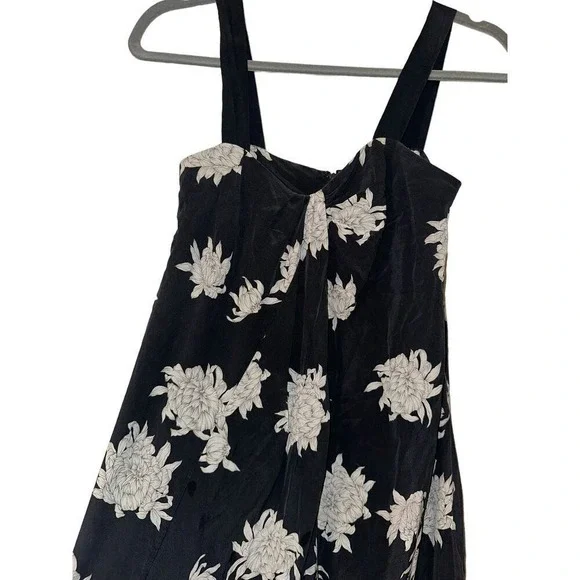 Vince Silk Midi Dress Midnight Blue Floral Sleeveless Asymmetric Size XS - Picture 5 of 7